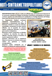 Lee más sobre el artículo Boletín Agosto SINTRAMETROPOLITANO